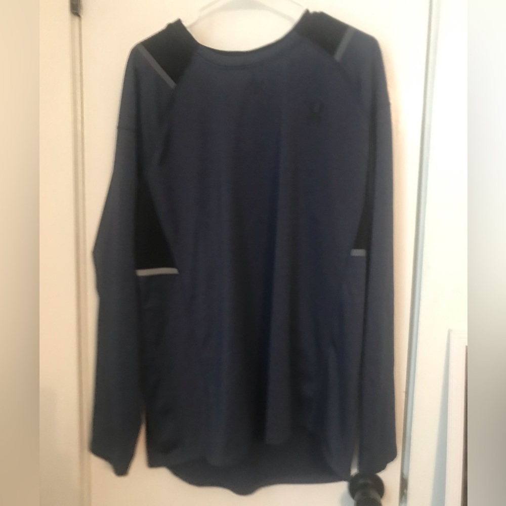 Spyder Active Mens Blue Long Sleeved Moisture Wicking Athletic Shirt